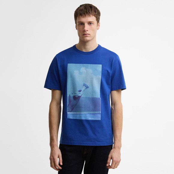 Barbour X Paul Smith Mens Blue Scoop T-Shirt #3