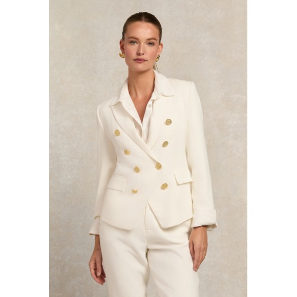 Holland Cooper Womens Off-White Knightsbridge Linen Blazer #3