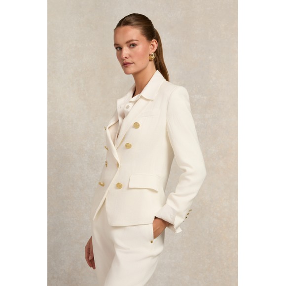 Holland Cooper Womens Off-White Knightsbridge Linen Blazer #4