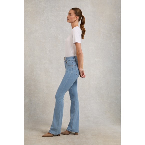 Holland Cooper Womens Blue High Rise Flared Jean #2