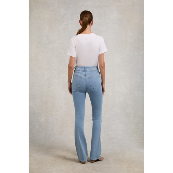 Holland Cooper Womens Blue High Rise Flared Jean #3