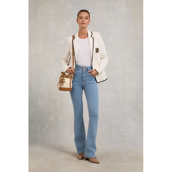 Holland Cooper Womens Blue High Rise Flared Jean #4