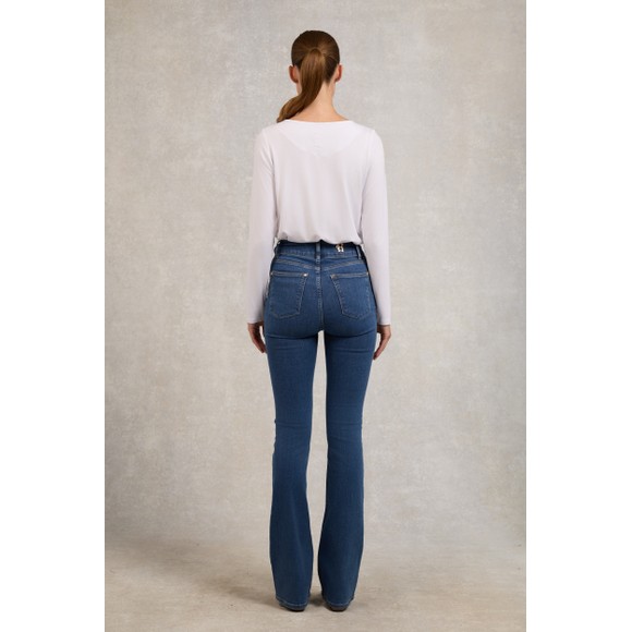 Holland Cooper Womens Blue High Rise Flared Jean #3