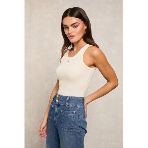 Holland Cooper Womens Beige Rebecca Rib Tank Top #3