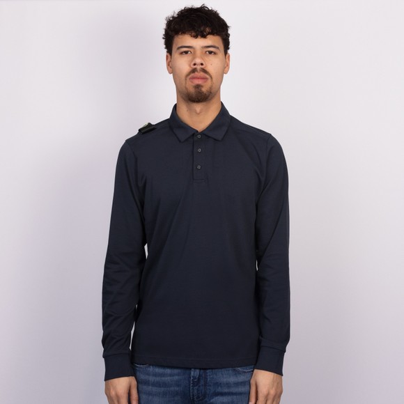 Ma.Strum Mens Blue Crest Long Sleeve Jersey Polo Shirt #3