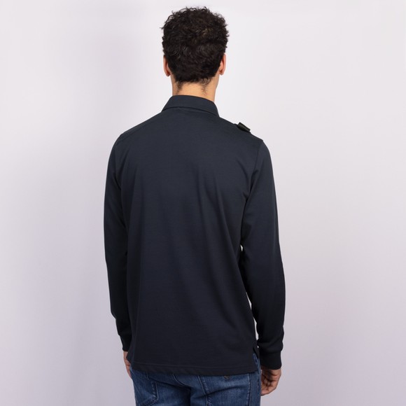 Ma.Strum Mens Blue Crest Long Sleeve Jersey Polo Shirt #4