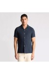 Remus Mens Blue Linen Short Sleeve Shirt