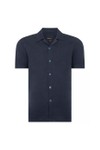 Remus Mens Blue Linen Short Sleeve Shirt