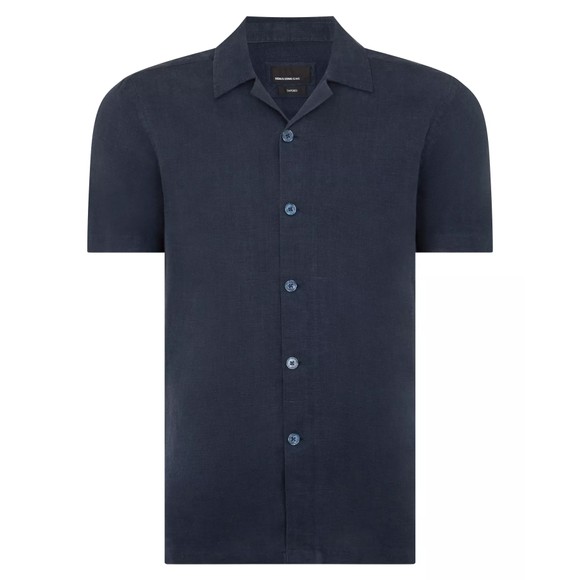 Remus Mens Blue Linen Short Sleeve Shirt