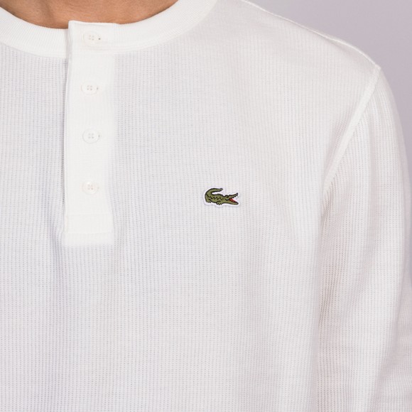 Lacoste Mens Off-White Waffle Knit Henley LS T-Shirt #3