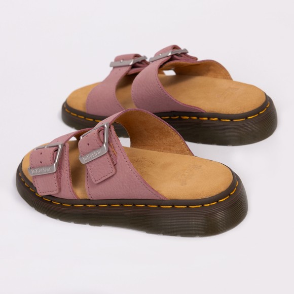 Dr. Martens Womens Red Josef Buckle Suede Slides #3