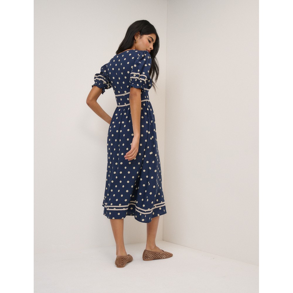 saffy midi dress Cream Ditsy Floral Puff Sleeve Saffy Midi Dress