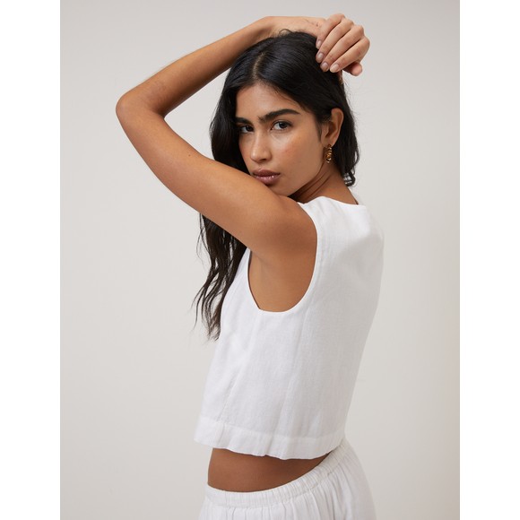 Nobody's Child Womens White Sammie Button Front Tank Top #4