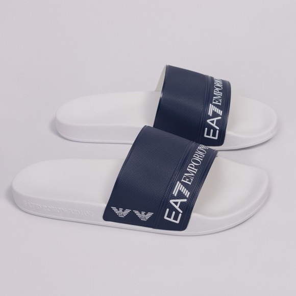 EA7 Emporio Armani Mens White Tape Logo Slider