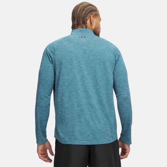 Under Armour Mens Blue Tech Textured Half Zip Long Sleeve T-Shirt main image