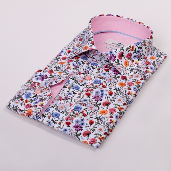 Claudio Lugli Mens White Flower Garden Shirt