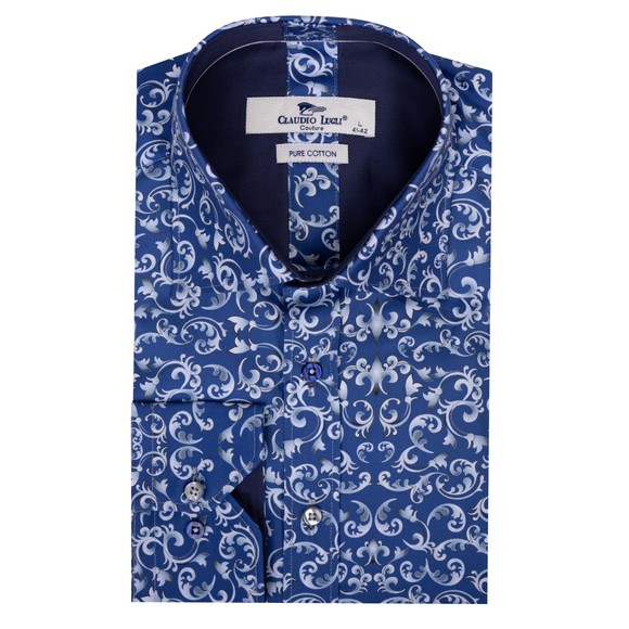 Claudio Lugli Mens Grey Ornaments Shirt