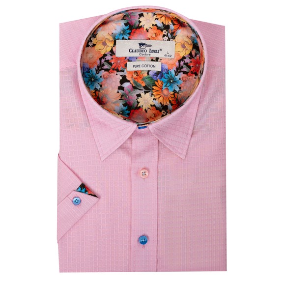 Claudio Lugli Mens Pink Short Sleeve Shirt