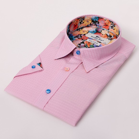 Claudio Lugli Mens Pink Short Sleeve Shirt