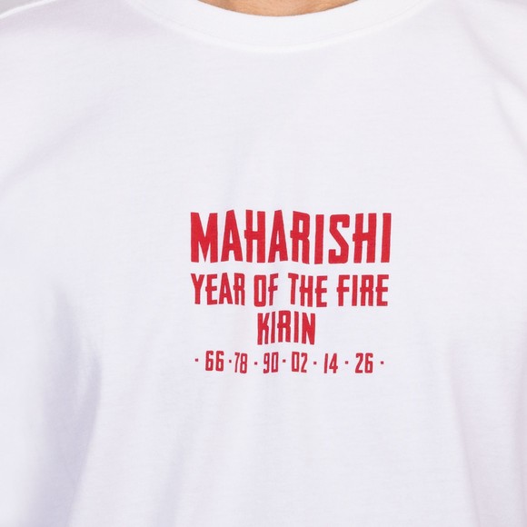 Maharishi Mens White Paper Cut Kirin T Shirt #4
