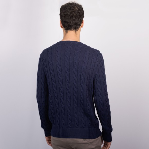 Polo Ralph Lauren Mens Blue Cable Knit Jumper #4