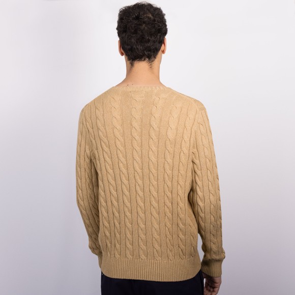 Polo Ralph Lauren Mens Beige Cable Knit Jumper #4