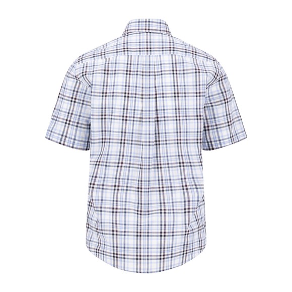 Fynch Hatton Mens Purple Slub Check Short Sleeve Shirt