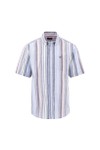 Fynch Hatton Mens Purple Slub Stripe Shirt Short Sleeve Shirt