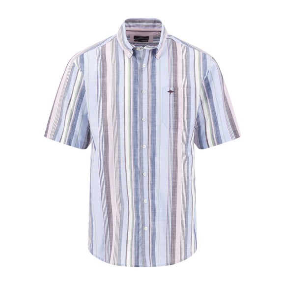 Fynch Hatton Mens Purple Slub Stripe Shirt Short Sleeve Shirt