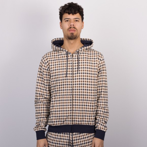 Aquascutum Mens Blue Active Club Check Full Zip Hoodie #2