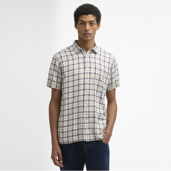 Barbour Lifestyle Mens Beige Midfield Tartan S/S Shirt #3