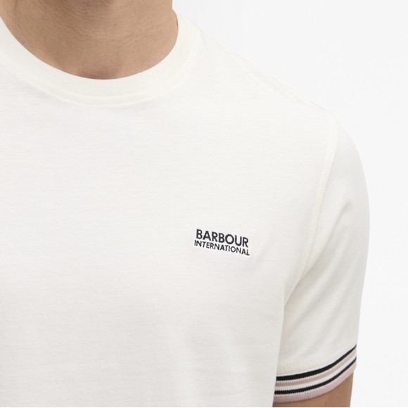 Barbour International Mens White Burnwood Tipped Cuff T Shirt #4