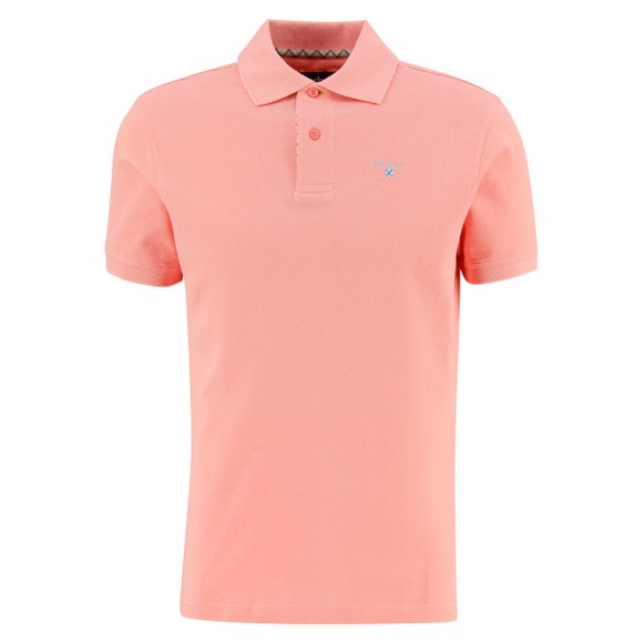 Barbour Lifestyle Mens Pink Tartan Pique Polo #1