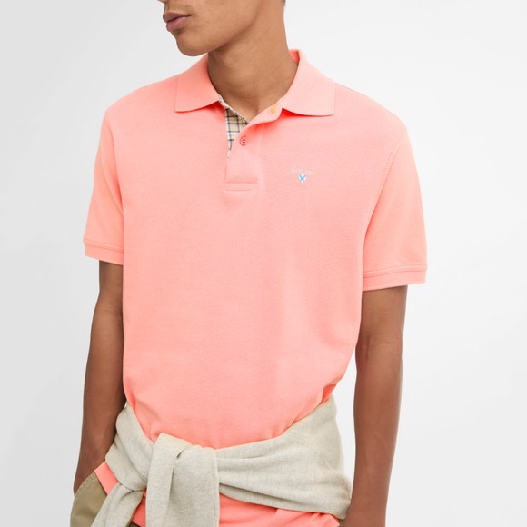 Barbour Lifestyle Mens Pink Tartan Pique Polo #4