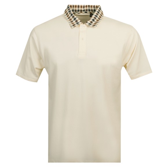 Aquascutum Mens White Active Club Check Collar Polo #1