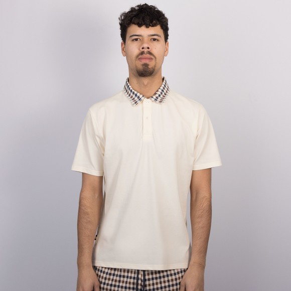 Aquascutum Mens White Active Club Check Collar Polo #2