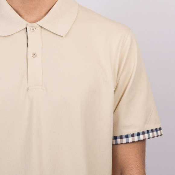 Aquascutum Mens Off-White Club Check Stretch Piquet Polo #3