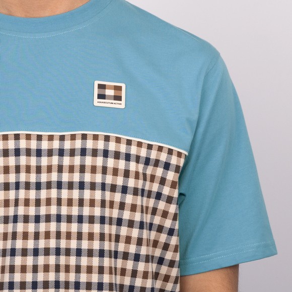 Aquascutum Mens Multicoloured Active Club Check Panel T-Shirt #3