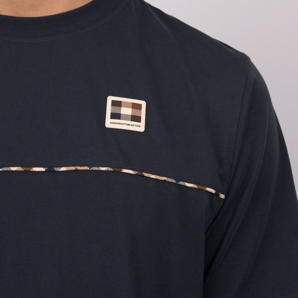 Aquascutum Mens Blue Active Club Check Piping T-Shirt #3