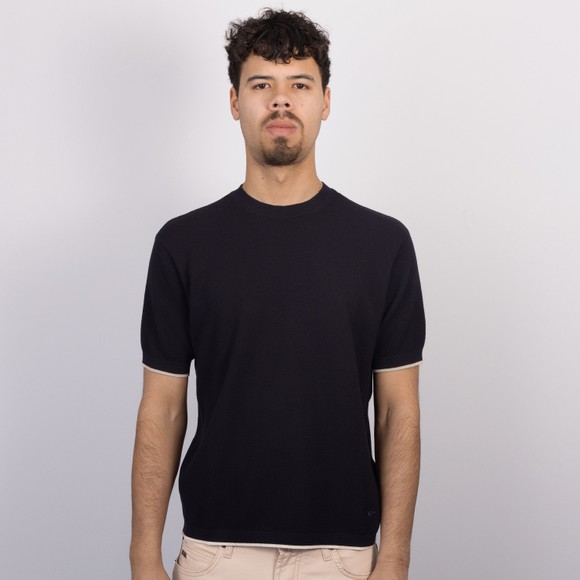 Emporio Armani Mens Blue Waffle Crew Neck Knitted T Shirt #3