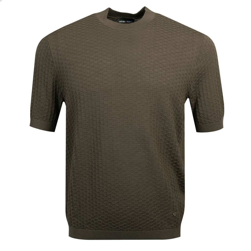 Textured High Neck Knitted T Shirt