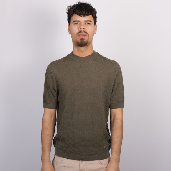 Emporio Armani Mens Brown Textured High Neck Knitted T Shirt #3