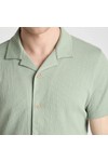 Remus Mens Green Short Sleeve Cuban Collar Shirt