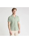 Remus Mens Green Short Sleeve Cuban Collar Shirt