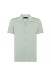 Remus Mens Green Short Sleeve Cuban Collar Shirt