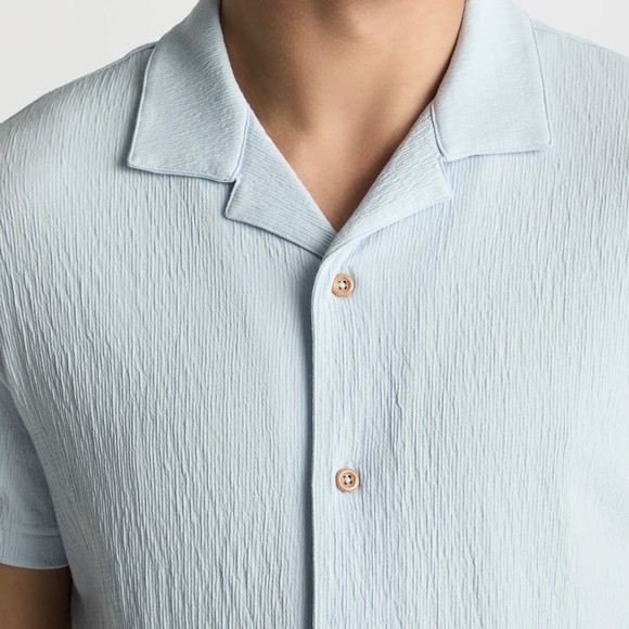 Remus Mens Blue Short Sleeve Cuban Collar Shirt main image