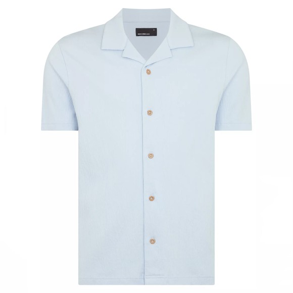 Remus Mens Blue Short Sleeve Cuban Collar Shirt