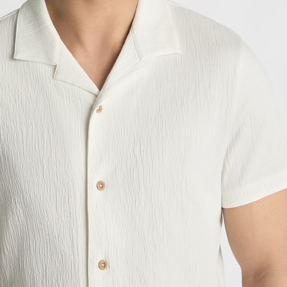 Remus Mens Off-White Short Sleeve Cuban Collar Shirt