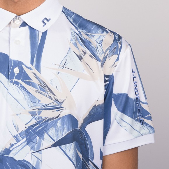 J.Lindeberg Mens Blue Tour Tech Print Polo Shirt #3