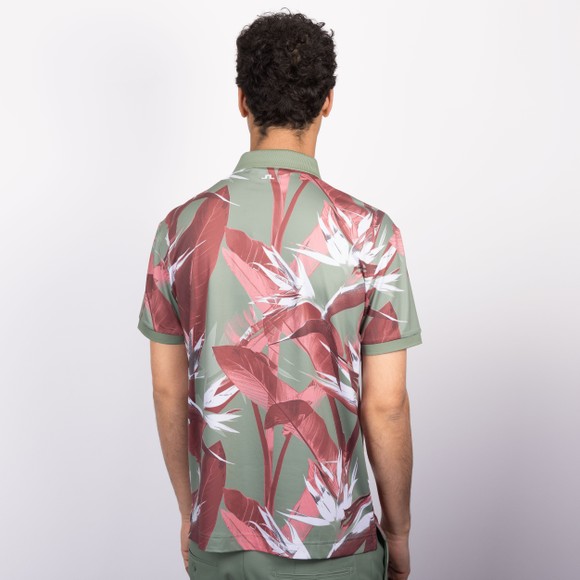 J.Lindeberg Mens Green Tour Tech Print Polo Shirt #4